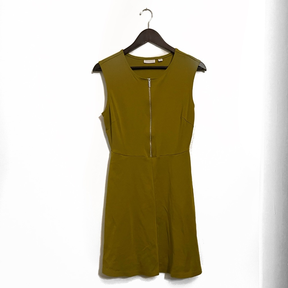 New York & Company Olive Green Dress A-Line in Medium